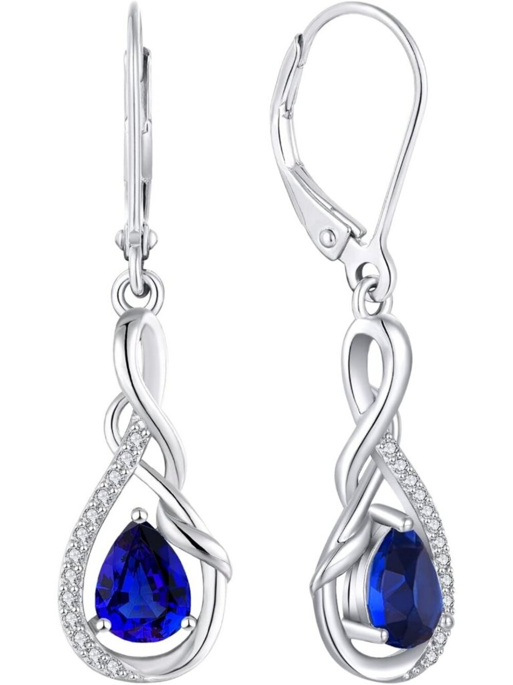Elegant 925 Sterling Silver Infinity Dangle Drop Earrings with Birthstone for